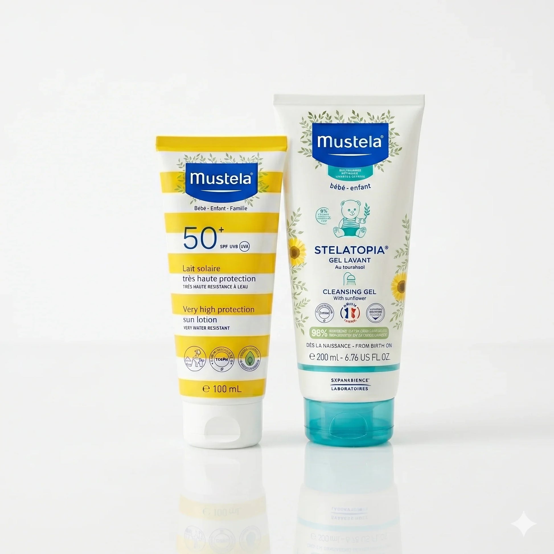 MUSTELA Pack N°2 – Lait Solaire SPF50 & Stelatopia Gel Lavant −50% Tunisie original authentique - parapharmacie en ligne La Para Du Lac