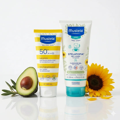 MUSTELA Pack N°2 – Lait Solaire SPF50 & Stelatopia Gel Lavant −50% Tunisie original authentique - parapharmacie en ligne La Para Du Lac