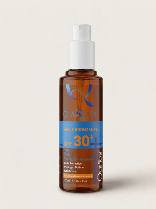 Qurios Claroza Huile Bronzante SPF30 150 ml, soin solaire corps protecteur.