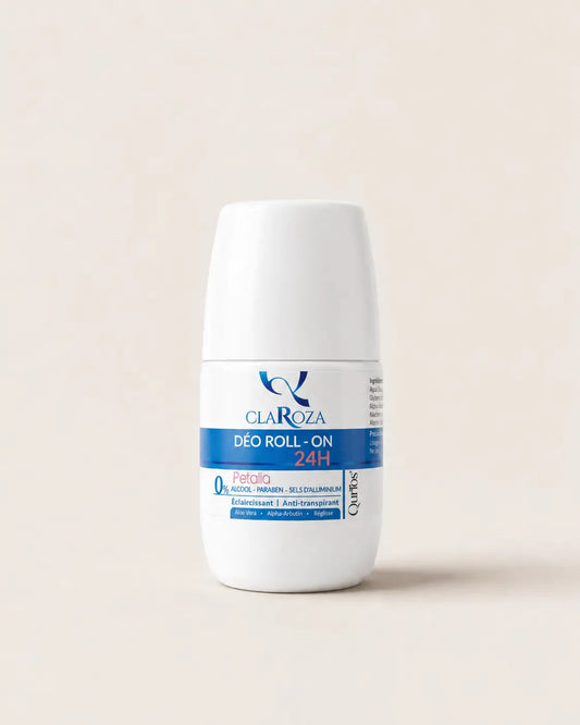Qurios Claroza Roll On Petalia 50 ml, déodorant soin quotidien corps.