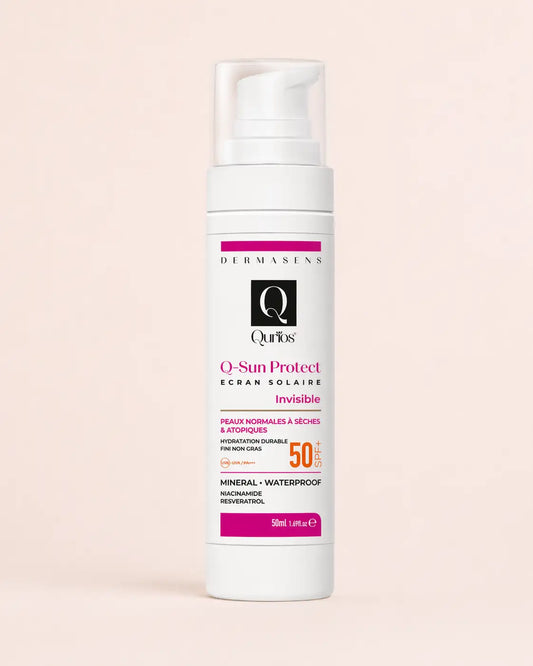 Qurios Q-Sun Protect Dermasens Écran Invisible SPF50 50 ml, écran solaire visage pour peaux sensibles.