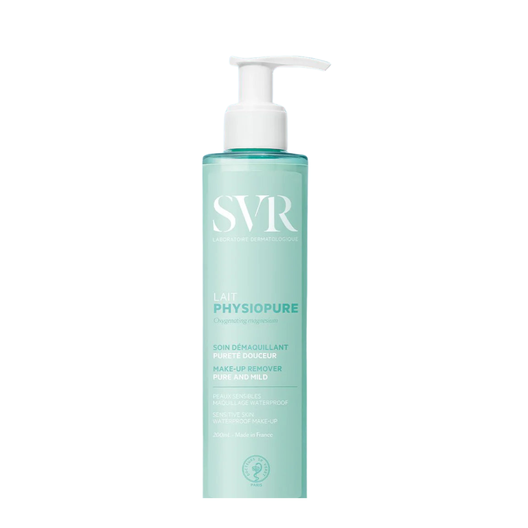 SVR PHYSIOPUR Lait Démaquillant 200ml – Soin doux nettoyant pour peaux sensibles – En vente sur LaParaDuLac.com, meilleure parapharmacie en ligne en Tunisie